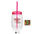 25 Oz. Mason Jar with Corporate Color Jelly Beans - Pink